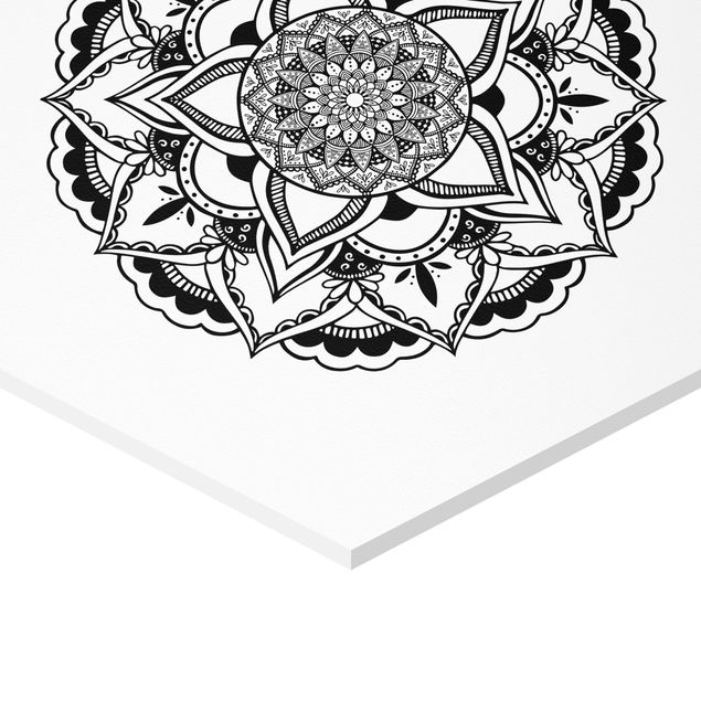 Esagono in forex - Mandala Fiore Sun Set di illustrazione Bianco e nero
