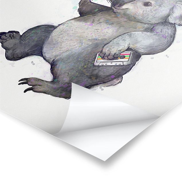 Quadri Laura Graves Art Illustrazione - Koala con radio pittura