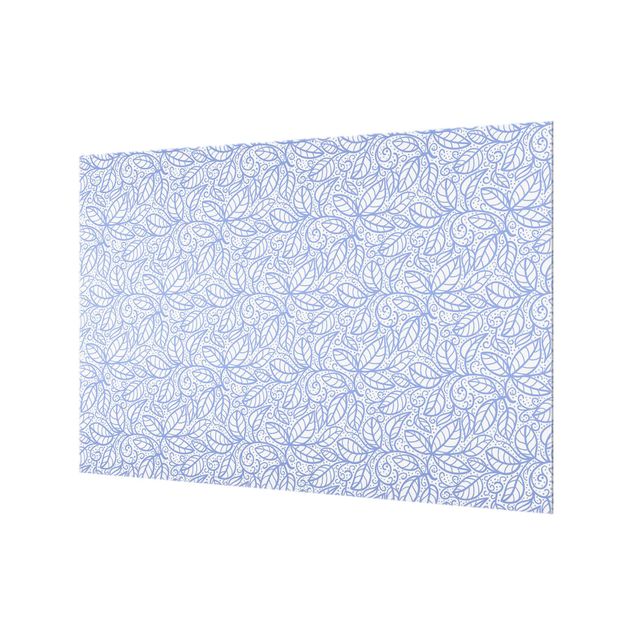 Paraschizzi in vetro - Trama di foglie boho con punti in pervinca - Formato orizzontale 3:2