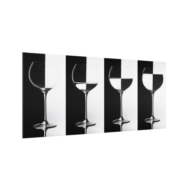 Paraschizzi cucina vetro Bicchieri da vino in bianco e nero