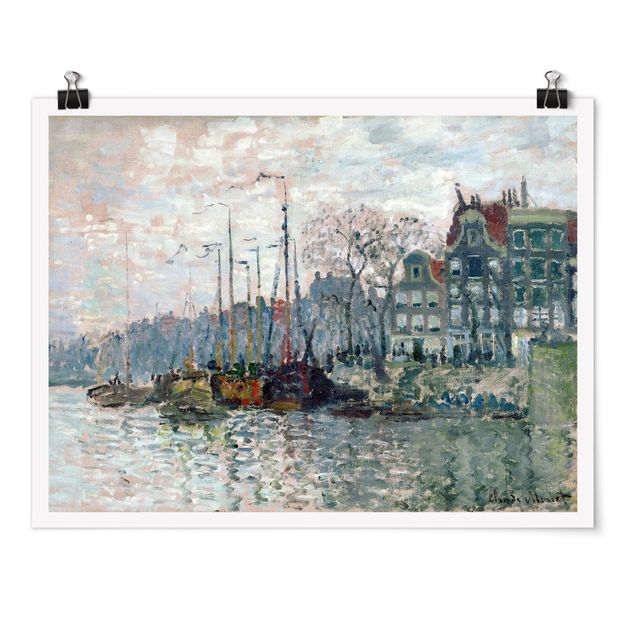 Quadro moderno Claude Monet - Veduta di Prins Hendrikkade e Kromme Waal ad Amsterdam