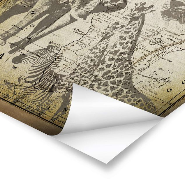 Quadri Collage vintage - Animali selvatici in Africa