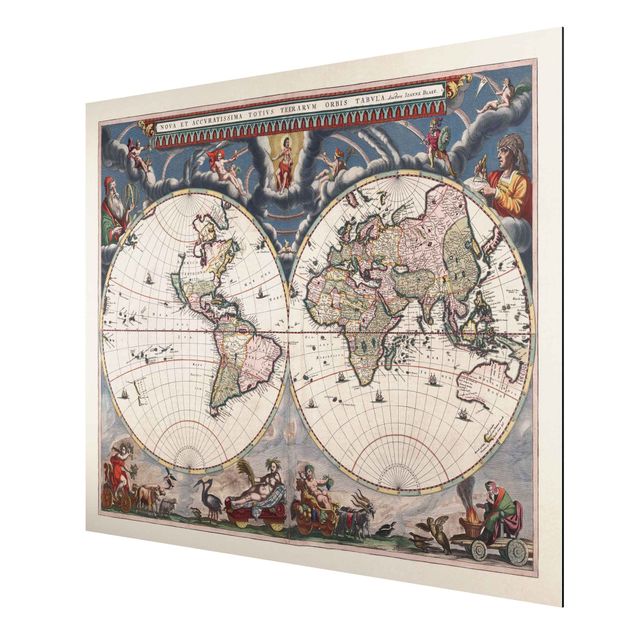 Quadri retrò Mappa storica del mondo Nova Et Accuratissima del 1664