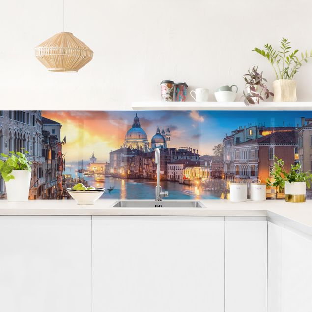 Rivestimenti per cucina con architettura e skylines Tramonto a Venezia