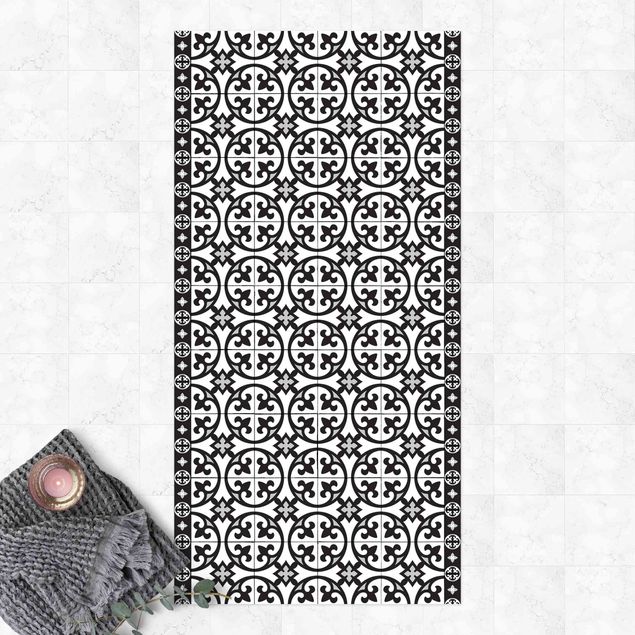 tappeto terrazzo Mix di piastrelle geometriche Cerchi Nero