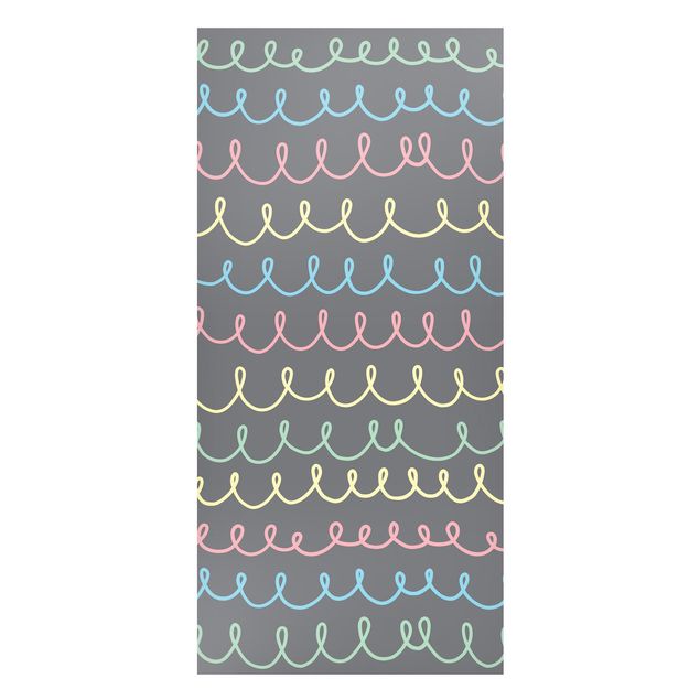 Lavagne magnetiche con disegni Linee colorate pastello disegnate su sfondo grigio