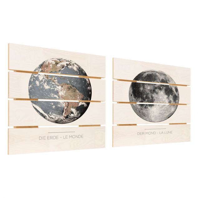 Quadri in legno Luna e la Terra