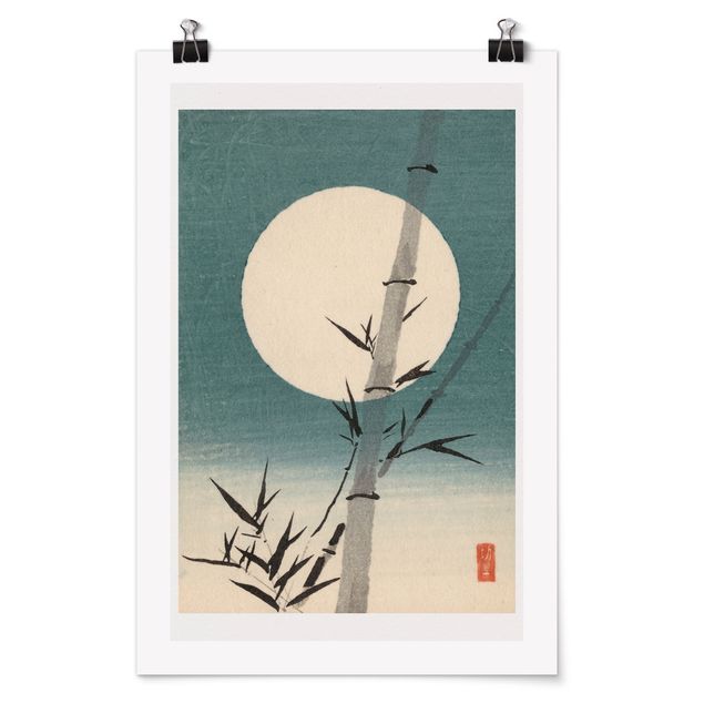 Quadri stile vintage Disegno giapponese Bambù e Luna