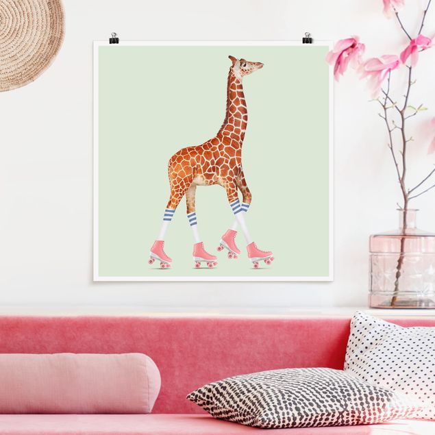Decorazioni camera neonato Giraffa con pattini a rotelle