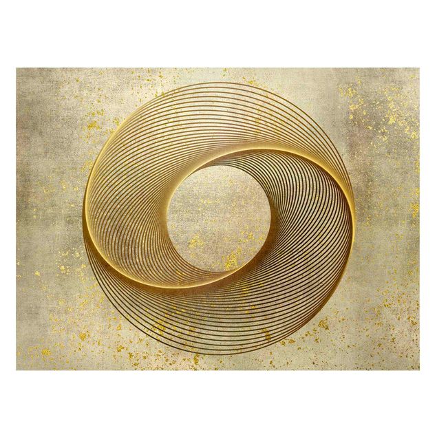 Quadri moderni per arredamento Line Art Spirale circolare Oro