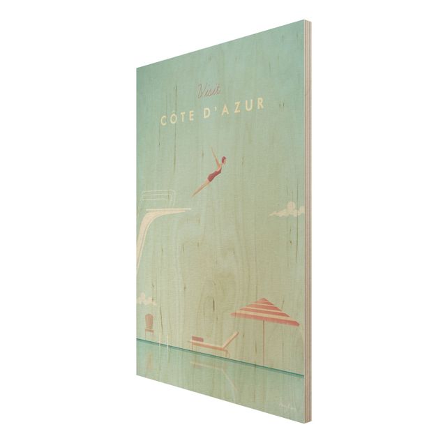 Quadri in legno con paesaggio Poster di viaggio - Costa Azzurra