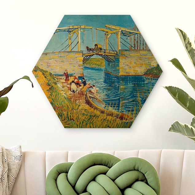 Impressionismo quadri Vincent van Gogh - Il ponte levatoio di Arles con un gruppo di lavandaie