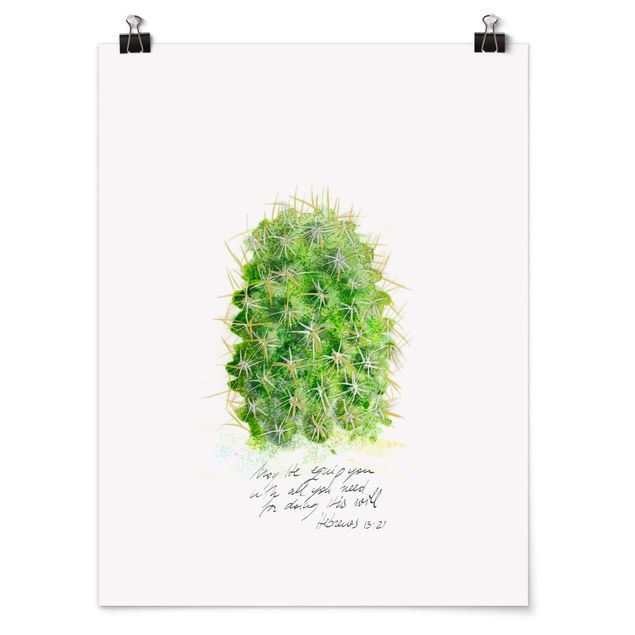 Quadro verde Cactus con versi biblici I