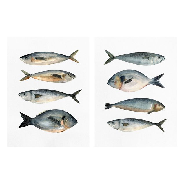 Quadro animali Otto pesci in acquerello I