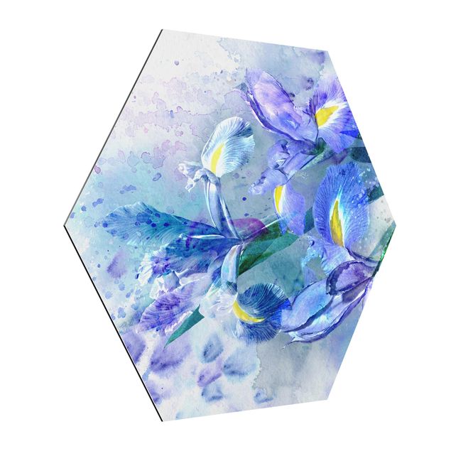 Quadro blu Fiori ad acquerello - Iris