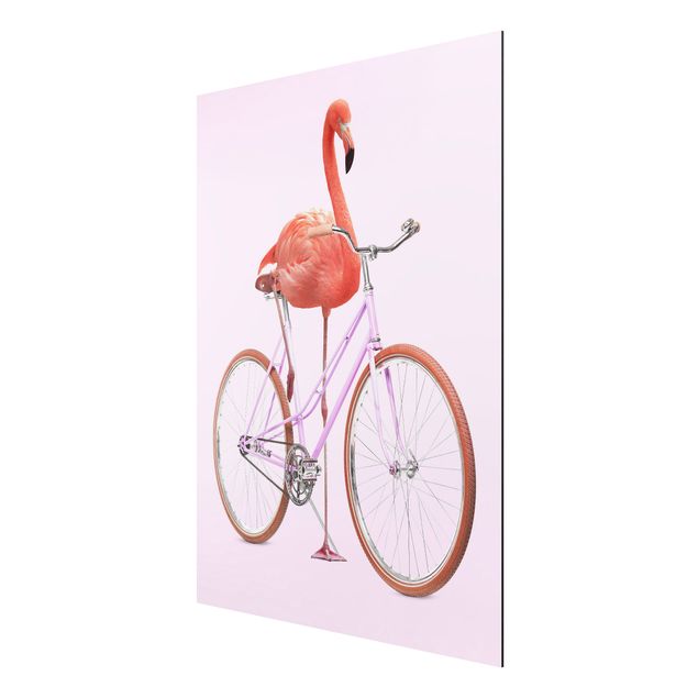 Quadro animali Fenicottero con bicicletta