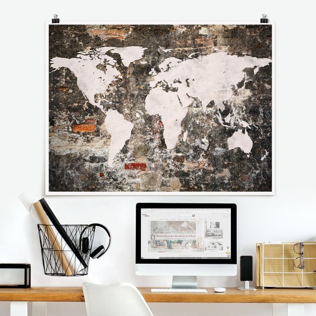 Quadri moderni   Vecchia mappa del mondo a parete