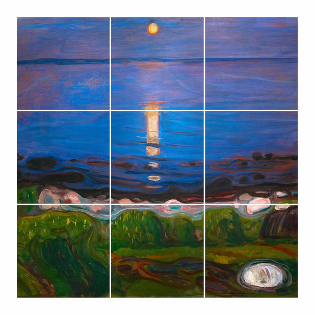 Adesivi per piastrelle con paesaggio Edvard Munch - Notte d'estate sulla spiaggia