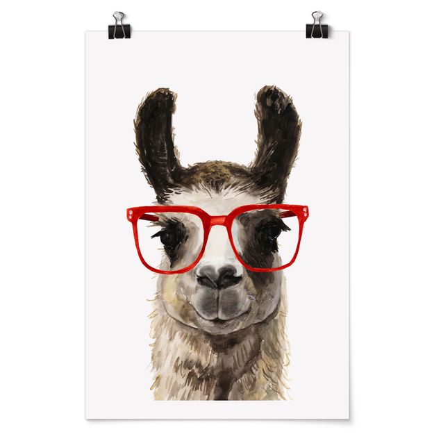 Poster animali Hip Lama con occhiali II