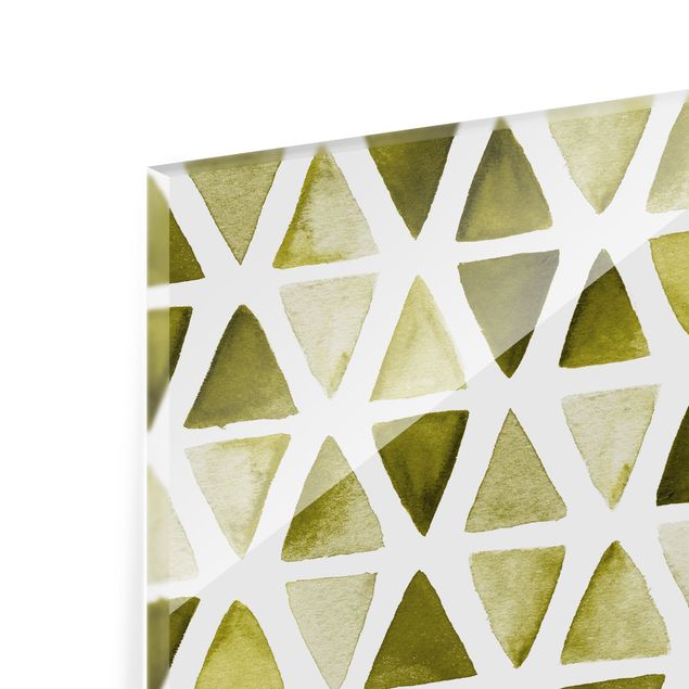 Paraschizzi in vetro - Triangoli in acquerello verde oliva - Quadrato 1:1