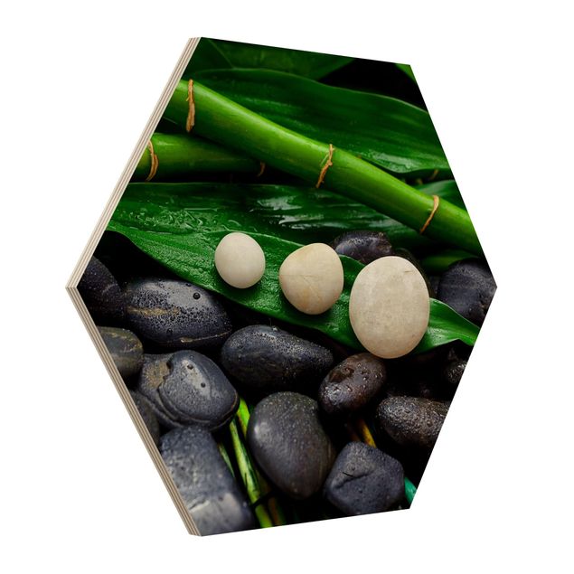 Riproduzioni quadri famosi Bambù verde con pietre zen