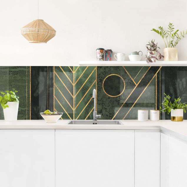 Rivestimenti per cucina astratti Forme geometriche oro smeraldo