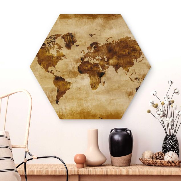 Quadri vintage cucina in legno N.CG75 Mappa del mondo