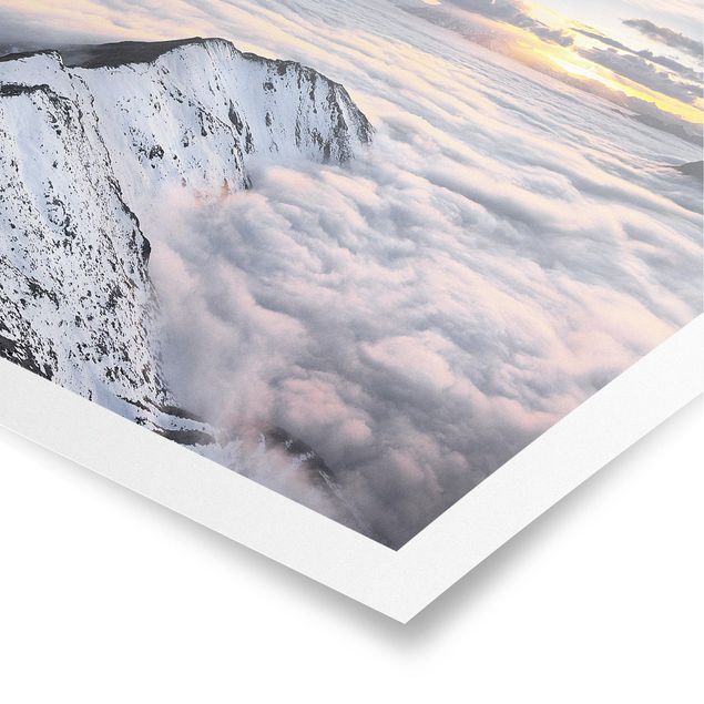 Poster natura paesaggi Vista di nuvole e montagne