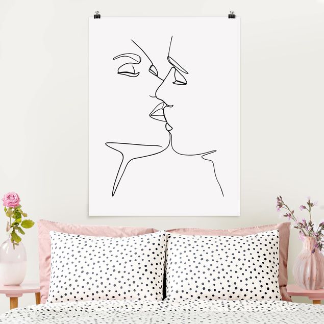 Stile di pittura Line Art - Facce da bacio Bianco e Nero