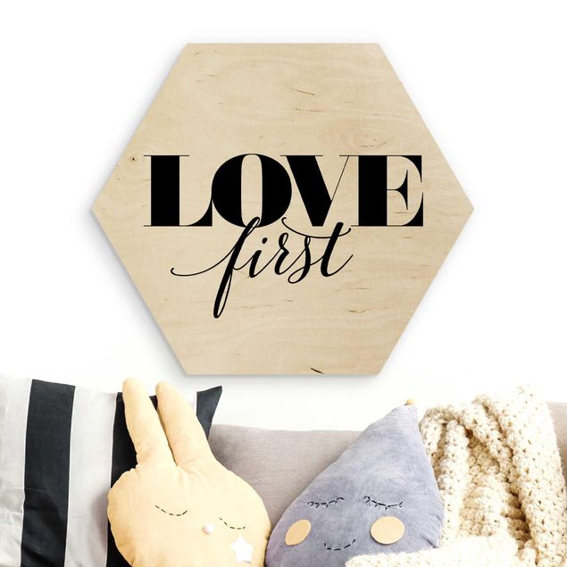 Quadri in legno con citazioni Love First