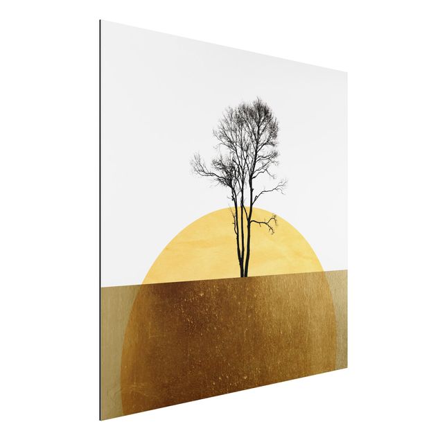 Quadri con paesaggio Sole d'oro con albero