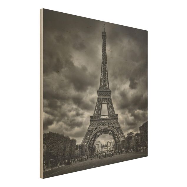 Stampe Torre Eiffel davanti alle nuvole in bianco e nero