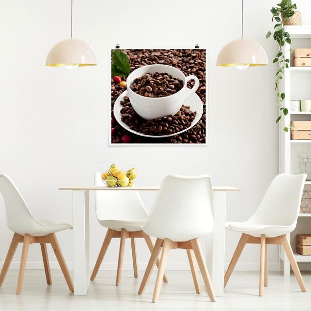 Quadri moderni   Tazza da caffè con chicchi di caffè tostati