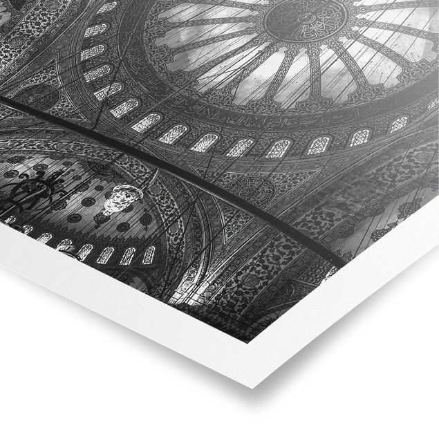 Poster in bianco e nero Le cupole della Moschea Blu