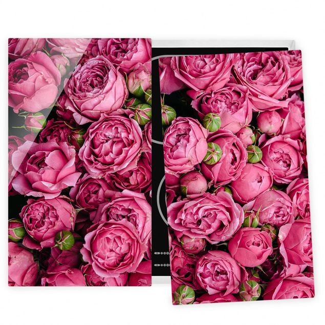 Coprifornelli con fiori Peonie rosa