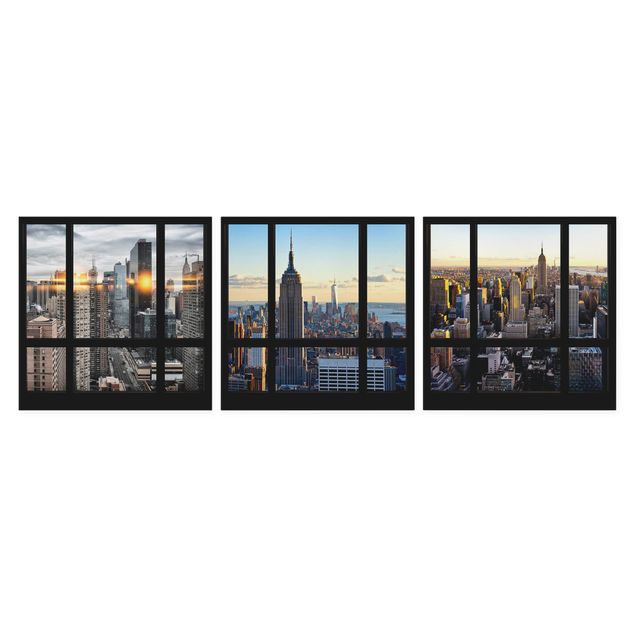 Quadri su tela con architettura e skylines Vedute di New York dalla finestra
