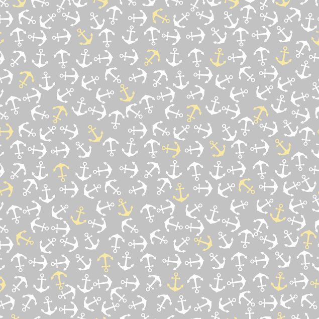 Pellicola autoadesiva Ancora bianco giallo su grigio