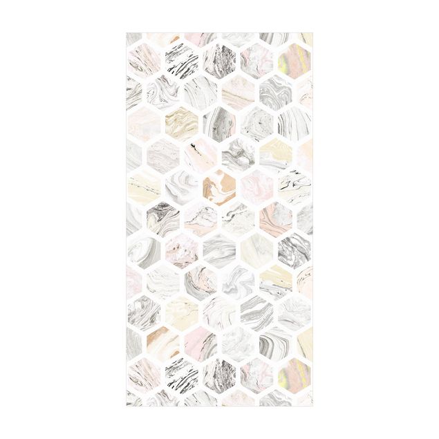 beige tappeti moderni soggiorno Esagoni di marmo in beige