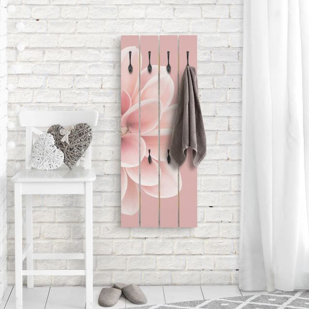 Appendiabiti pannello effetto legno Dalia in rosa pallido