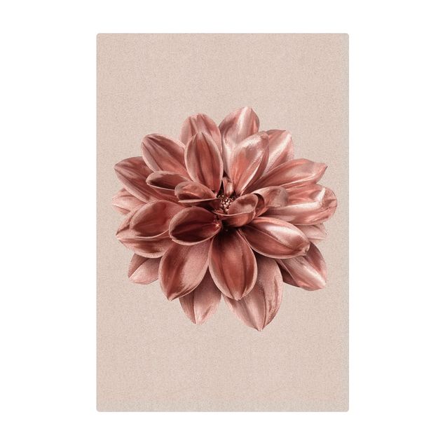 Tappetino di sughero - Fiore dalia in oro rosa metallico - Formato verticale 2:3