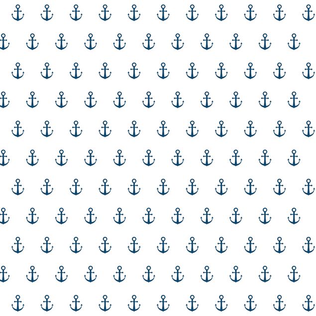 Pellicole adesive per mobili opache Motivo monogramma dell'ancora marittima in blu su bianco