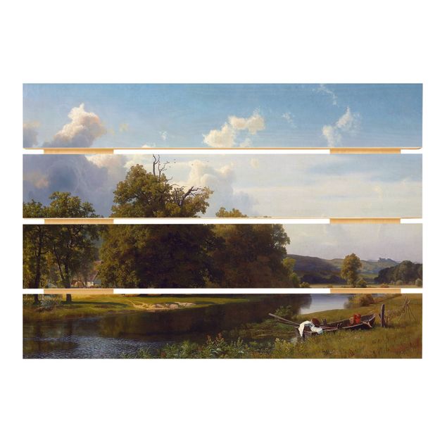 Quadri in legno con paesaggio Albert Bierstadt - Paesaggio fluviale, Westfalia