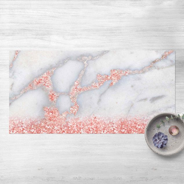 tappeto terrazzo Effetto marmo con coriandoli rosa