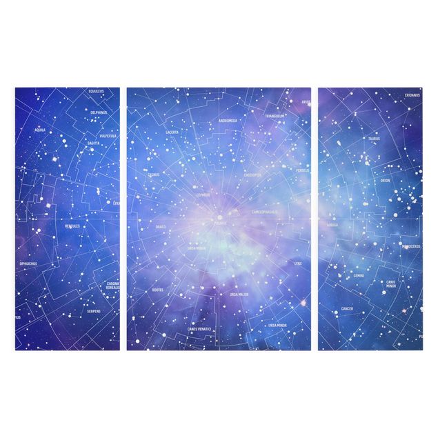 Quadri blu Carta stellare delle costellazioni Stelar
