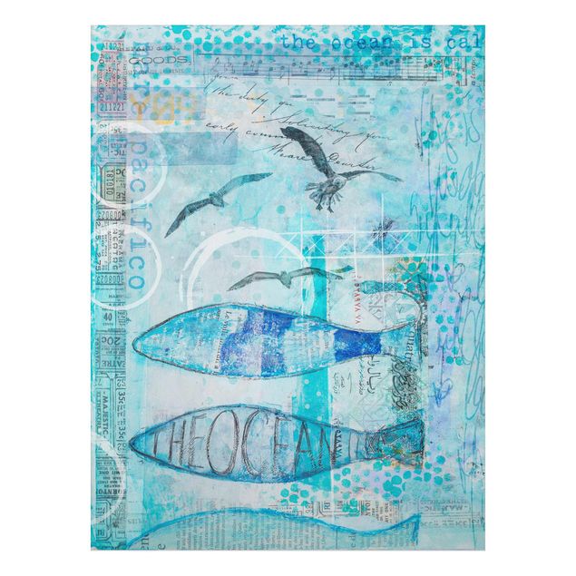 Quadri moderni   Collage colorato - Pesce blu