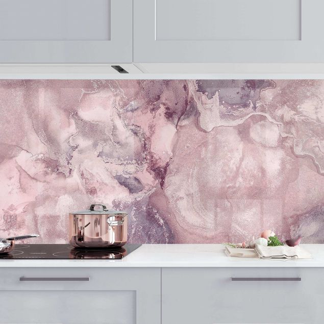 Rivestimenti per cucina astratti Esperimenti di colore in marmo viola