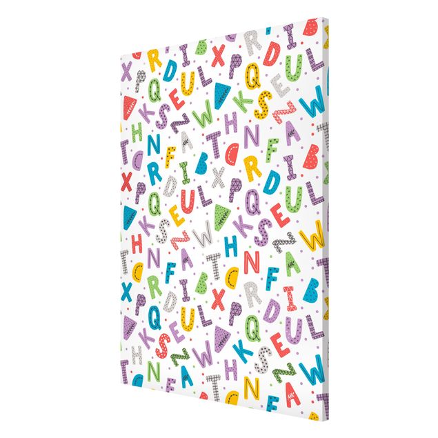 Quadro con lettere Alfabeto con cuori e puntini in colori vivaci