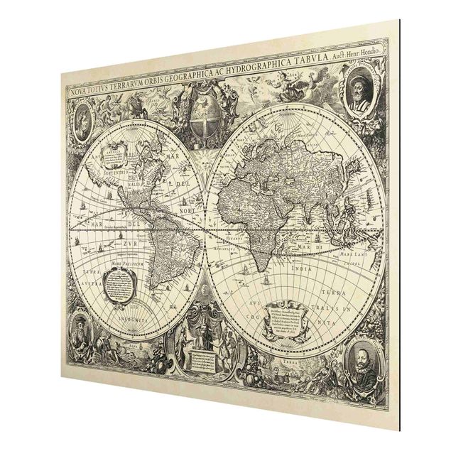 Quadri rétro Mappa del mondo vintage Illustrazione antica