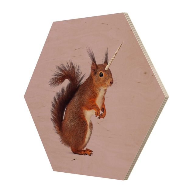 Esagono in legno - Unicorn Squirrel