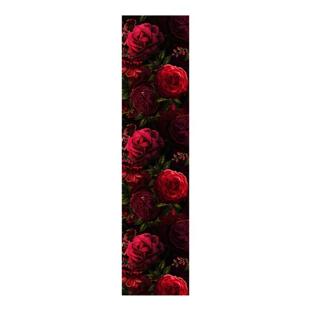 Tende a pannello scorrevoli con disegni Rose rosse davanti al nero